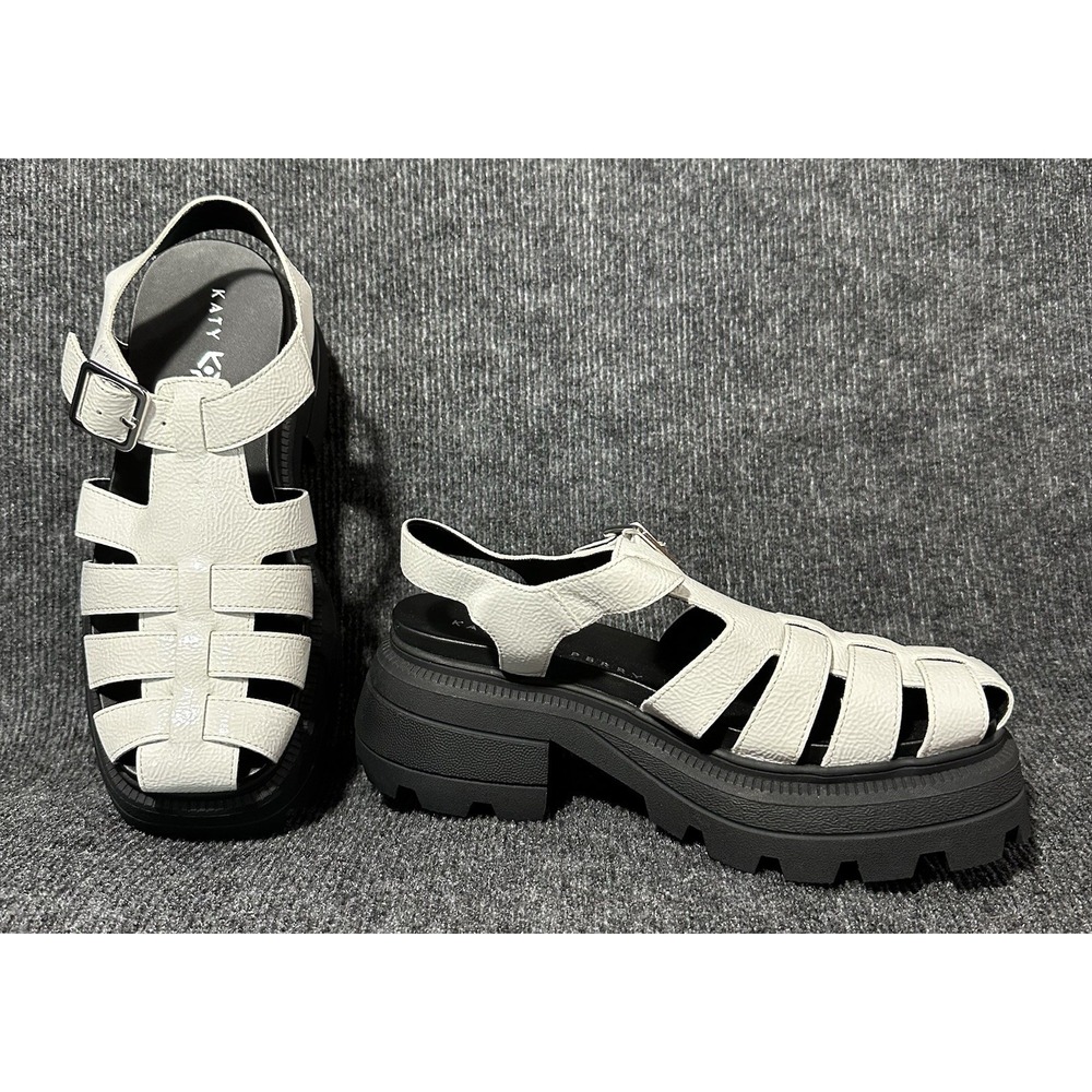 Katy Perry The Geli Combat Fisherman Platform Sandals White 7.5M - 90's Vibe!